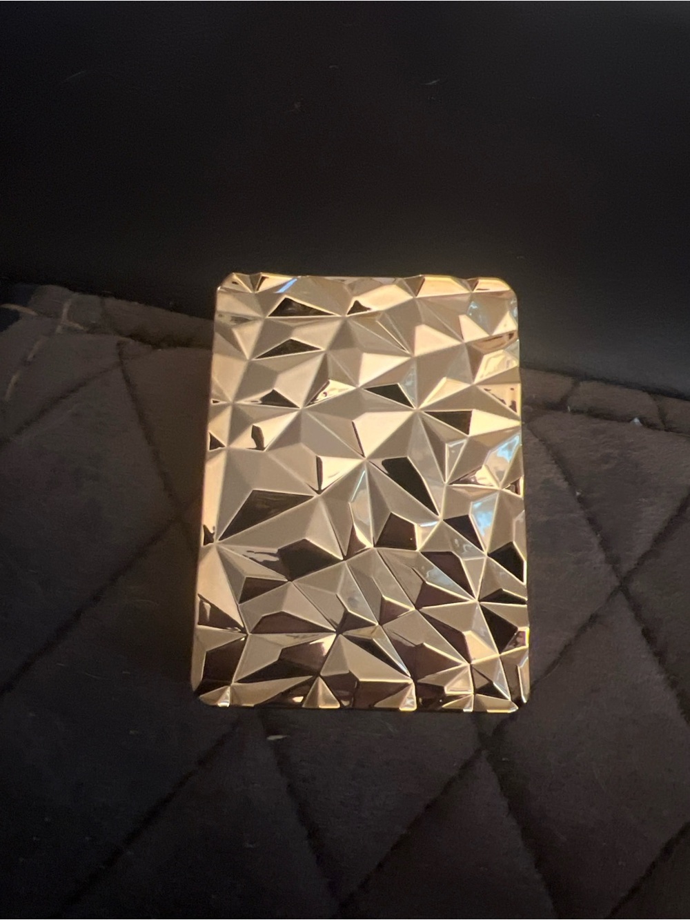 Glam Gold Faceted Diamond Pattern Dual Pocket Mirror Folding Travel Mirror
